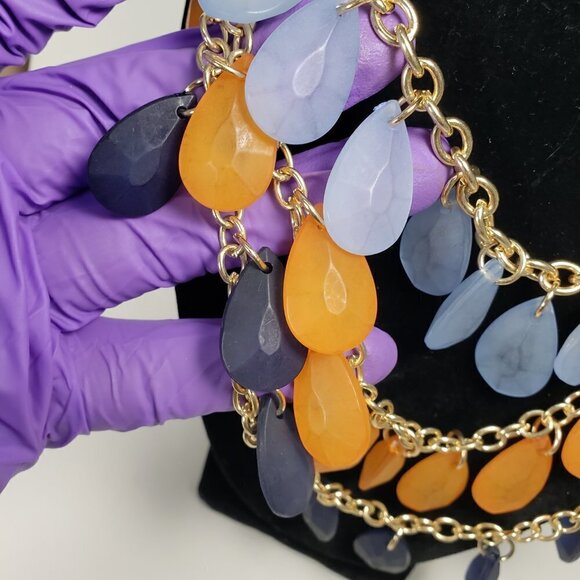 Polished Gold-tone Multi Layer - Colorful Water Droplets Beaded Necklace - Women - Picture 7 of 7